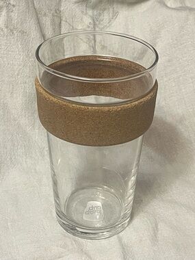 Glass Keep Cup Tumbler with Cork Grip - no lid